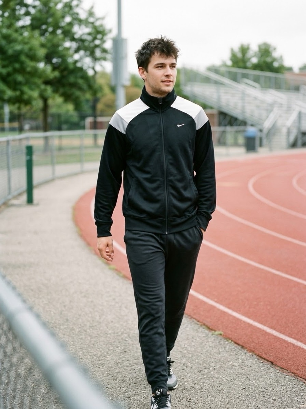 Sz M Nike Men's Black and White Track Athletic Performance Running Jacket